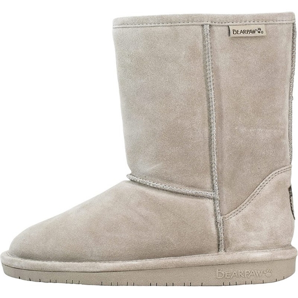 Bearpaw Girls Emma Short Mushroom Suede Shearling-lined Boots - Picture 3 of 14